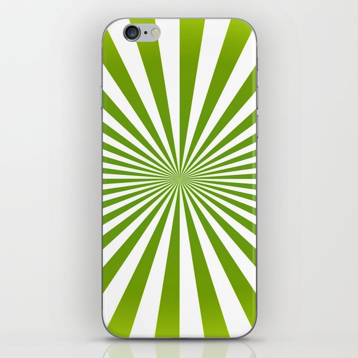 Green and White Sunburst Pattern iPhone Skin