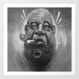 Fat black&White smoking man 2022 Art Print