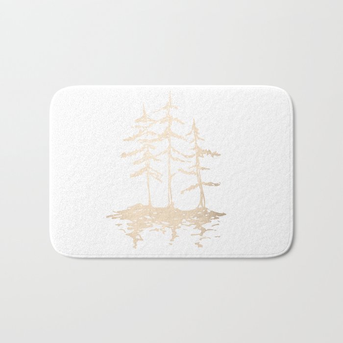 Three Sisters Forest White Gold Trees Bath Mat