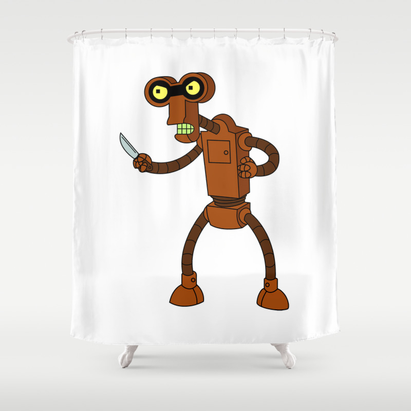 Roberto Mad Robot Shower Curtain By, Futurama Shower Curtain