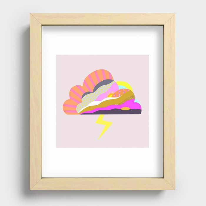 Bright pop art storm cloud graphic Recessed Framed Print