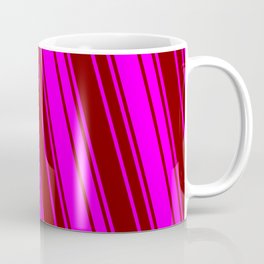 [ Thumbnail: Maroon & Fuchsia Colored Stripes/Lines Pattern Coffee Mug ]