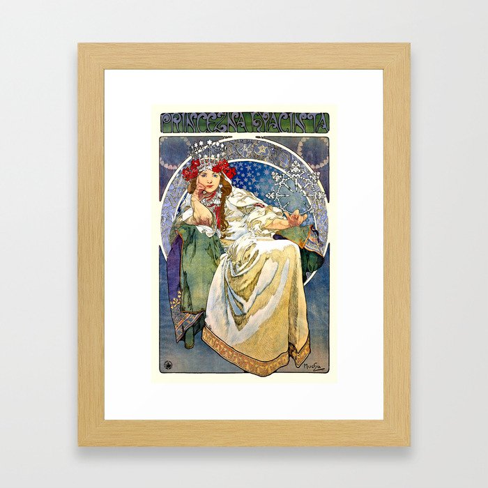 Princess Hyacinth - Princezna Hyacinta, Alphonse Mucha Art Nouveau Poster Framed Art Print