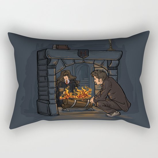 The Witch in the Fireplace Rectangular Pillow