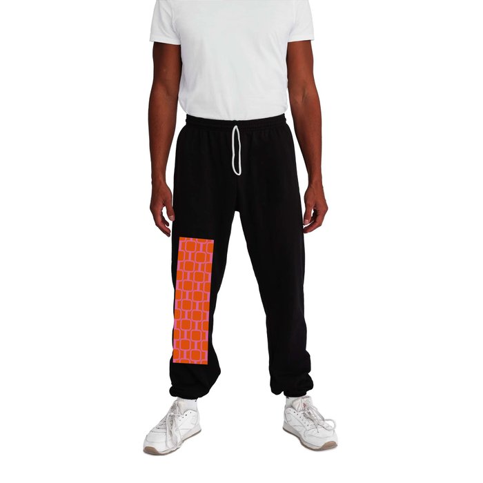 Mod Links Geometric Pattern in Red Orange and Bright Pink Sweatpants