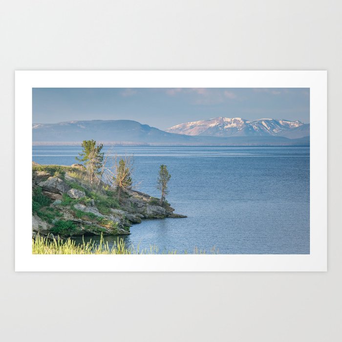 Yellowstone Lake Mountains Print Art Print