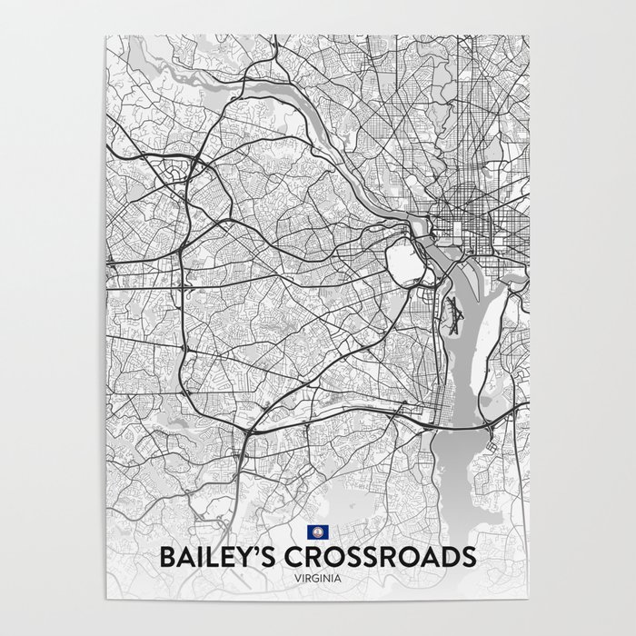 Bailey's Crossroads, Virginia, United States - Light City Map Poster