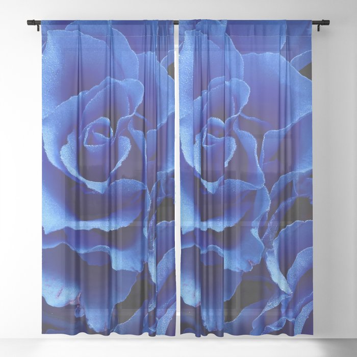 Blue Roses Flowers Plant Romance Sheer Curtain