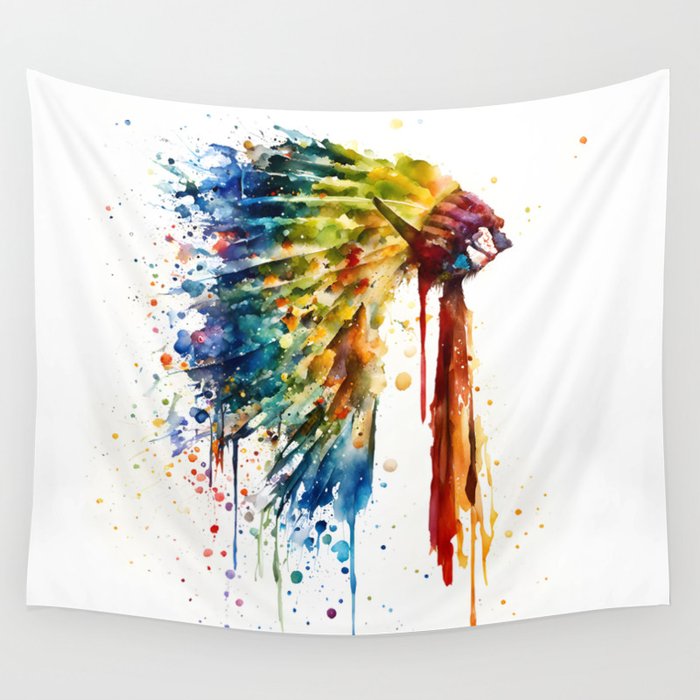 Native American Feather Headdress Wall Tapestry