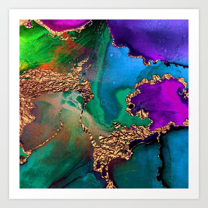 Glitter Gold Rainbow Abstract Paint Texture Art Print by DEC02 Society6