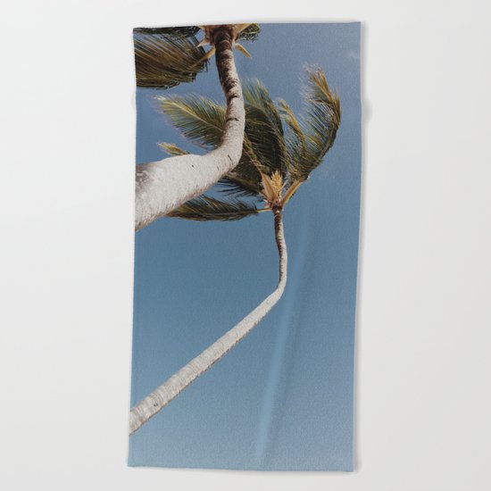 Crooked Palm Trees Beach Towel