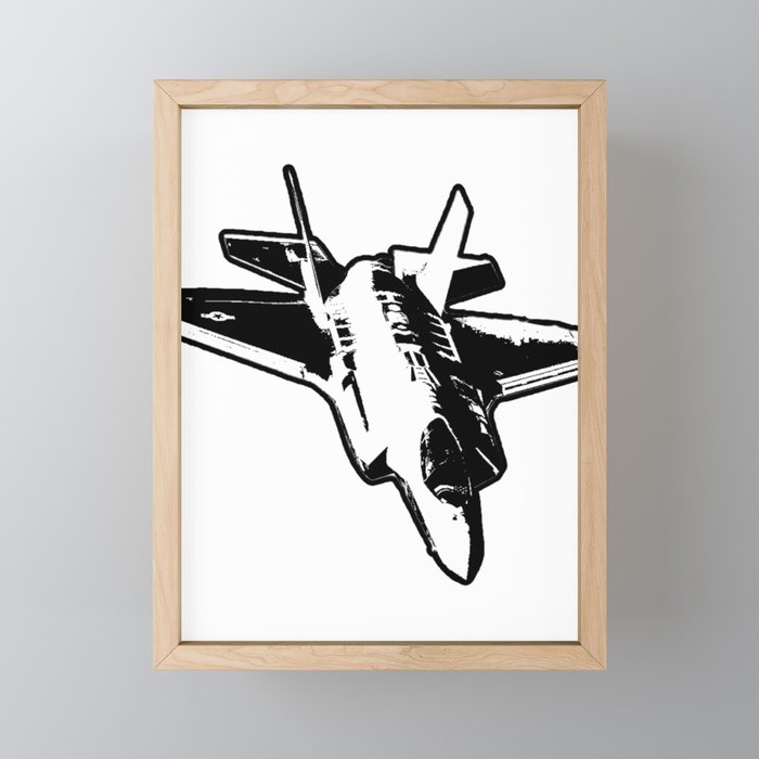 Black Fighter Jet Framed Mini Art Print
