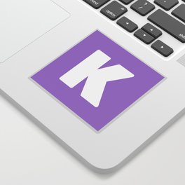 K (White & Lavender Letter) Sticker