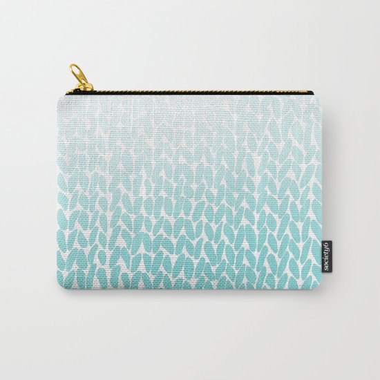 Hand Knitted Ombre Teal Carry-All Pouch