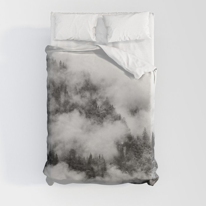 Forest in Black and White – Landscape Photography Duvet Cover