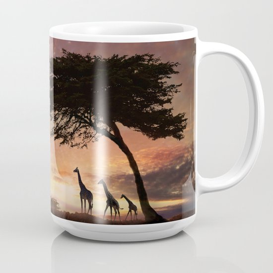 11oz mug Ceramic Coffee mug Giraffes In The Sunset 
