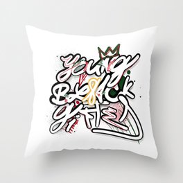 Young, Black & Gifted Throw Pillow | Ink Pen, Black And White, Digital, Pop Art, Typography, Street Art, Drawing 