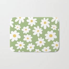 Daisy Flower Pattern (green/white/yellow) Bath Mat