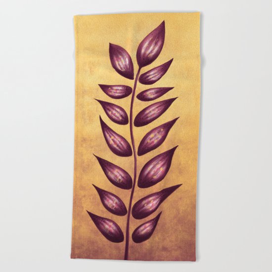 Abstract Plant With Purple Leaves Beach Towel
