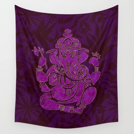 Ganesha Elephant God Purple And Pink Wall Tapestry