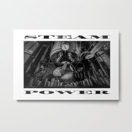 The Paddle Steamer Fireman (black & white poster edition) Metal Print