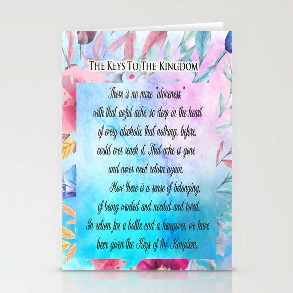 Keys to the Kingdom Alcoholics Anonymous Big Book Stationery Cards