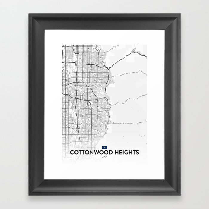 Cottonwood Heights, Utah, United States - Light City Map Framed Art Print