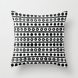 Hand Drawn Black and White Geometric Circles, Dots and Lines Throw Pillow