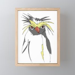 Northern Rockhopper Penguin in white Framed Mini Art Print