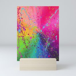 Rainbow splatter paint Mini Art Print