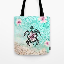 Hibiscus Turtle Tote Bag