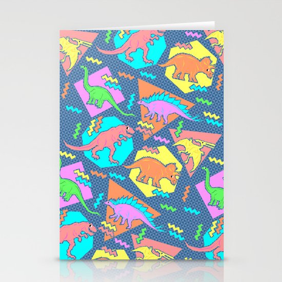 Nineties Dinosaur Pattern Stationery Cards