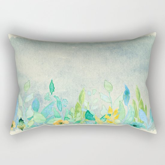 flowers in a meadow - Floral watercolor illustration Rectangular Pillow