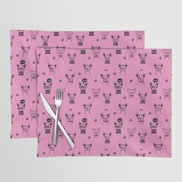 Pink and Black Hand Drawn Dog Puppy Pattern Placemat