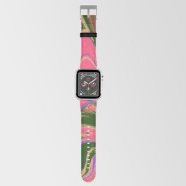 Pink and Green Wavy Grunge Apple Watch Band