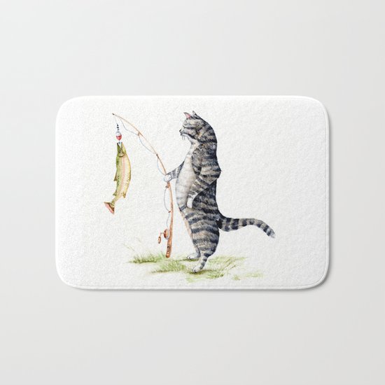 Cat with a Fish Bath Mat