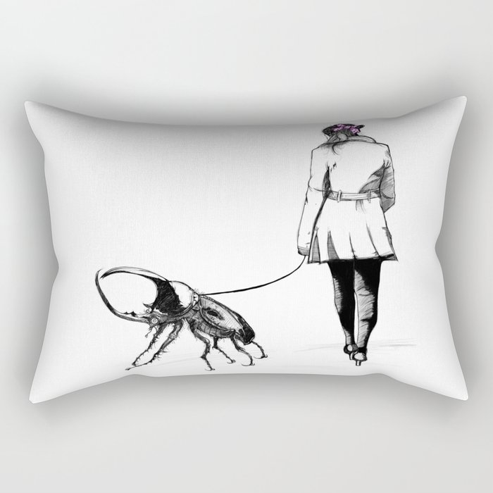 Pets ( and girl and her Beetle ) Rectangular Pillow