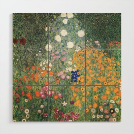 Gustav Klimt Flower Garden Wood Wall Art