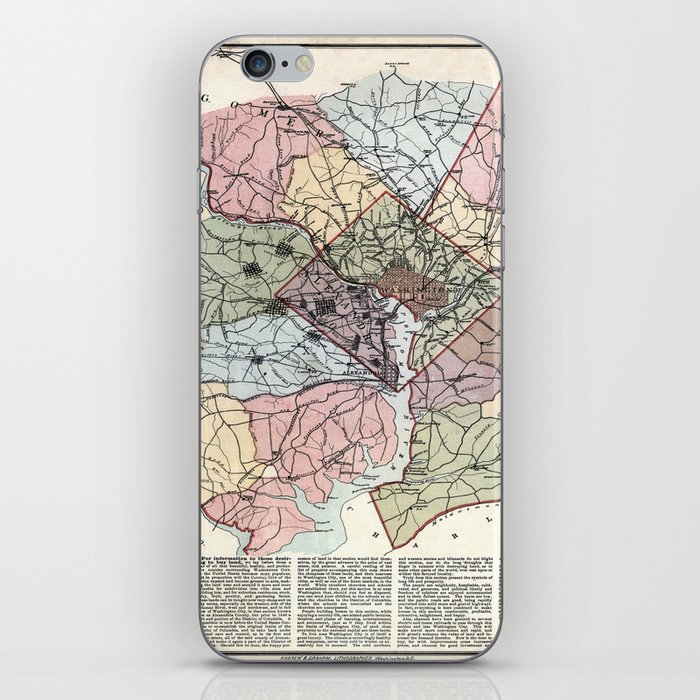  Washington City and surrounding country - 1891 vintage pictorial map  iPhone Skin