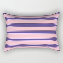 [ Thumbnail: Pink and Dark Slate Blue Colored Pattern of Stripes Rectangular Pillow ]