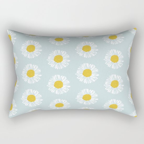 Daisy pattern basic flowers floral blossom botanical print charlotte winter Rectangular Pillow
