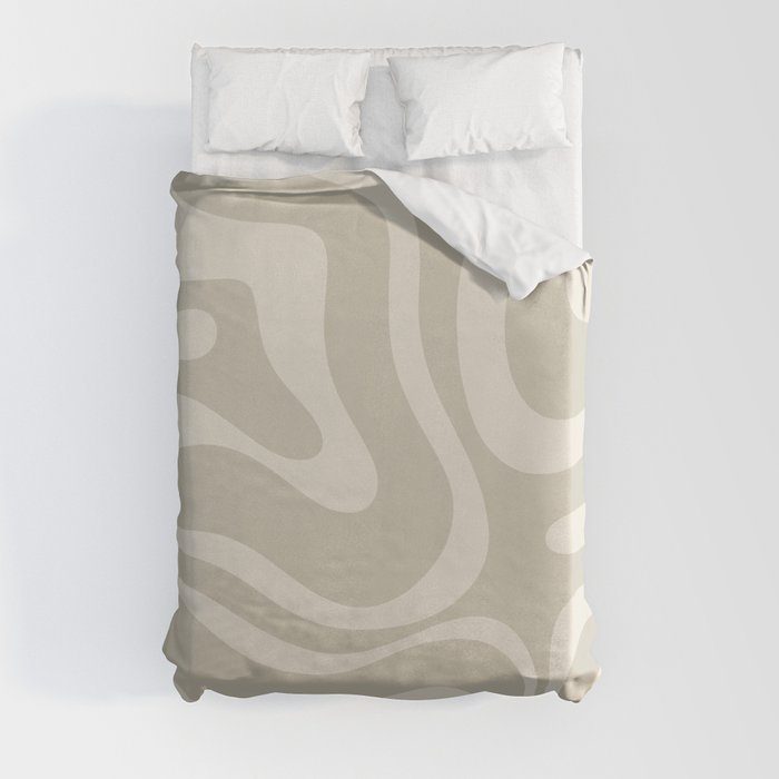Modern Liquid Swirl Abstract Pattern in Mushroom Beige Duvet Cover