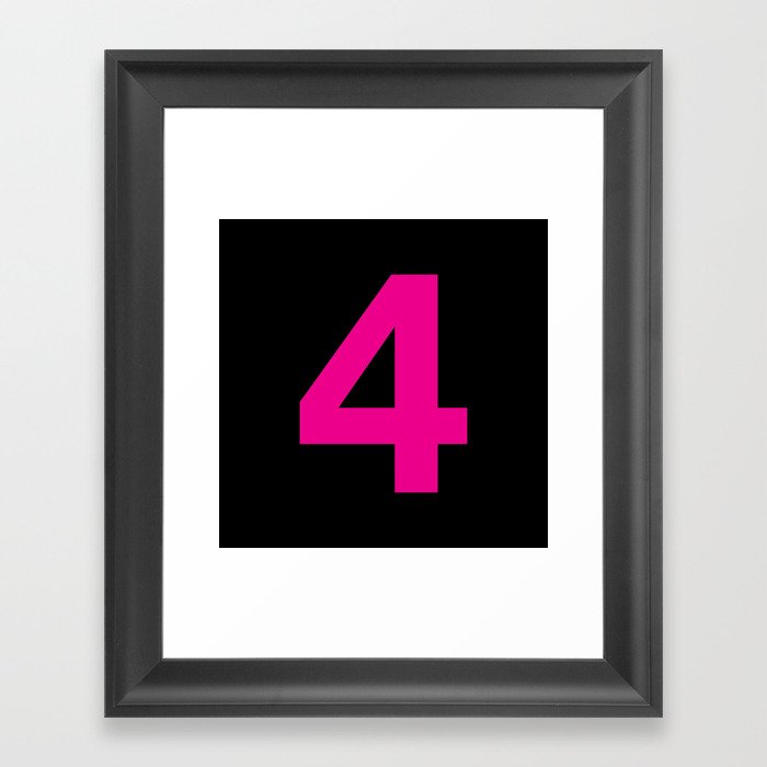Number 4 (Magenta & Black) Framed Art Print