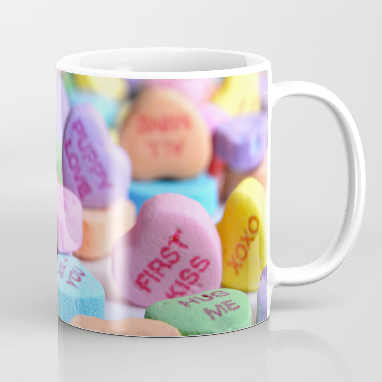 Valentine's Day Candy Hearts Coffee Mug by NewburyBoutique | Society6