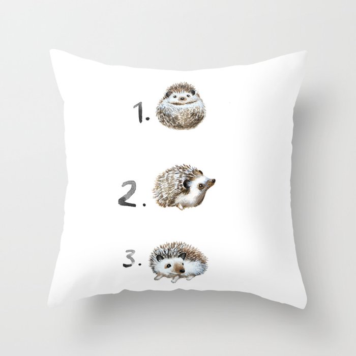 Three Hedgehogs Throw Pillow