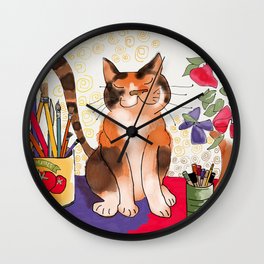 Artist's Cat Wall Clock