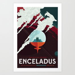 NASA Retro Space Travel Poster #3 - Enceladus Art Print