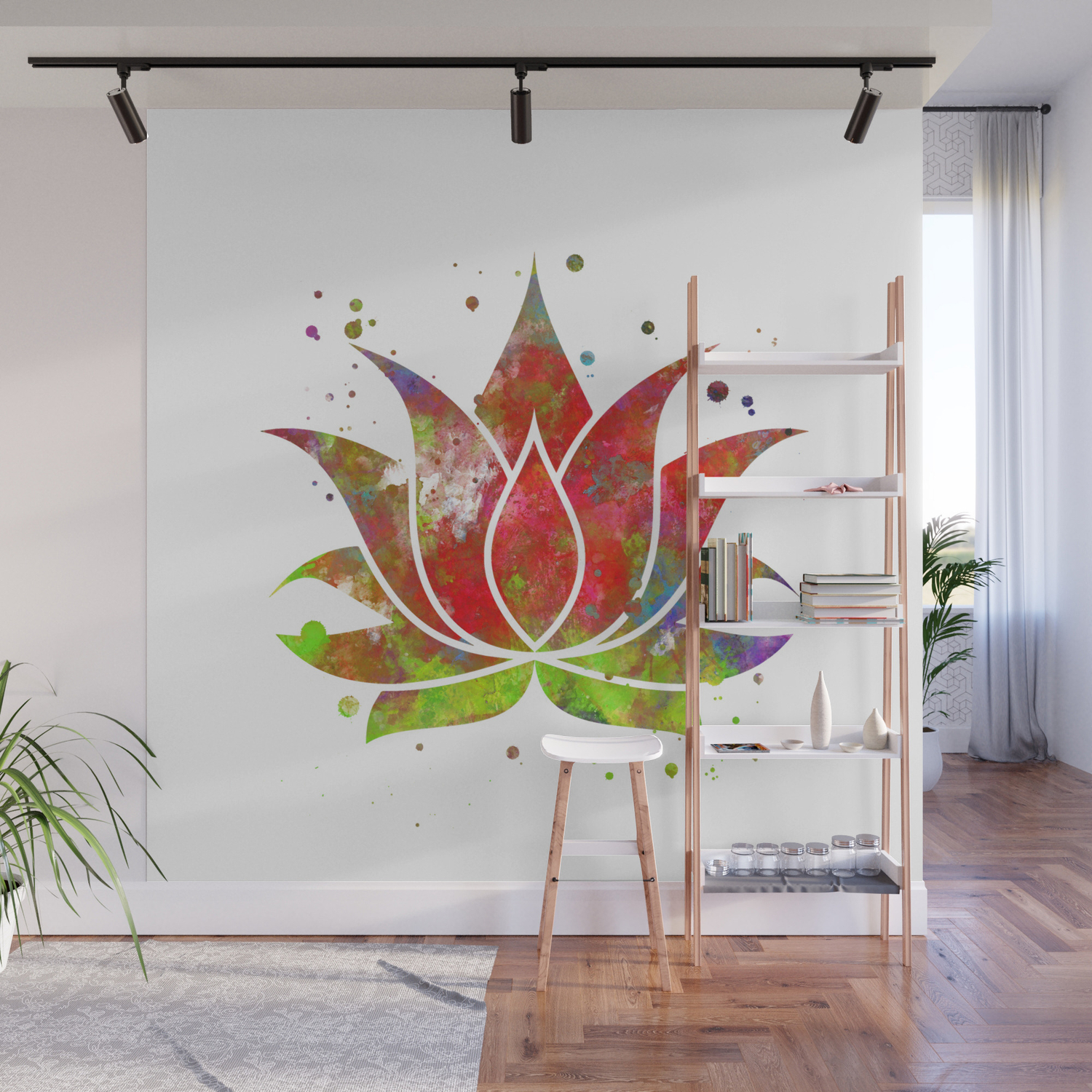 Colorful Lotus Flower Wall Mural By Miaomiaodesign Society6