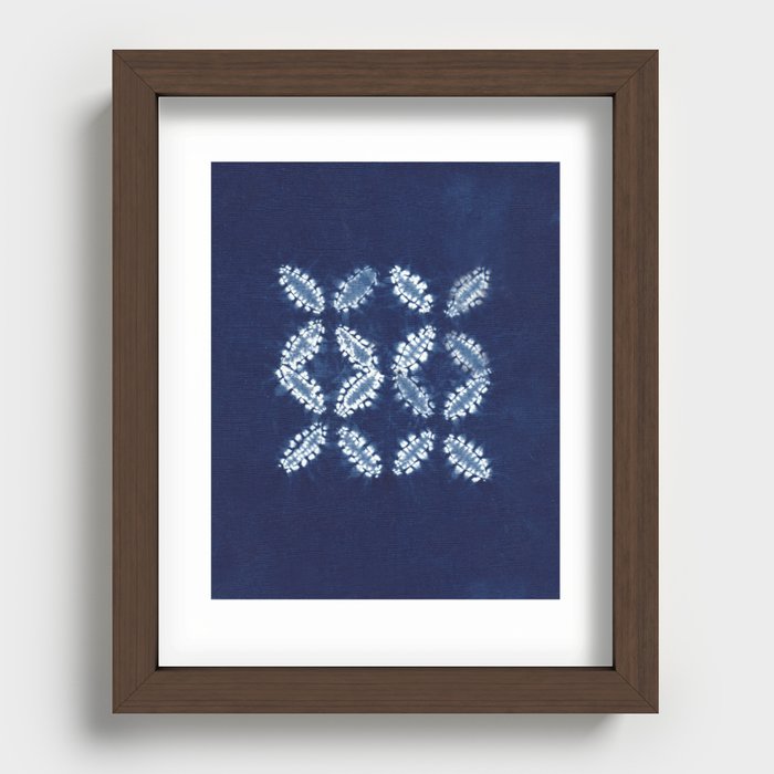Shibori Print - Textile Art - Japanese Indigo Tie Dye Recessed Framed Print
