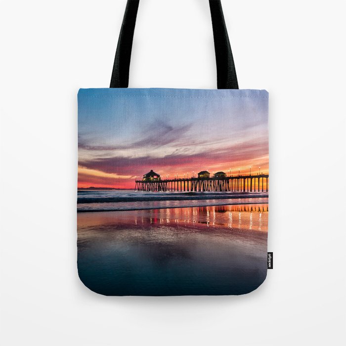 HB Sunsets 2/23/16 ~  Sunset At The Huntington Beach Pier Tote Bag